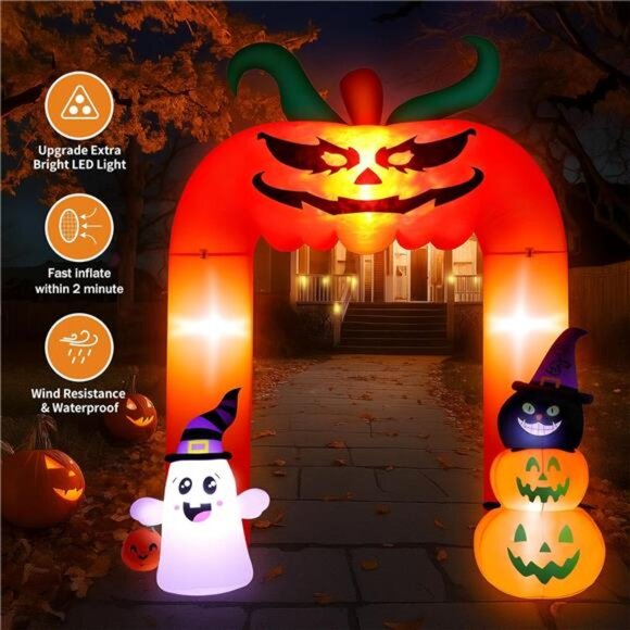 New 11 FT(H) x 8.5 FT(L) Giant Halloween Inflatables Archway, Halloween - Picture 4 of 8